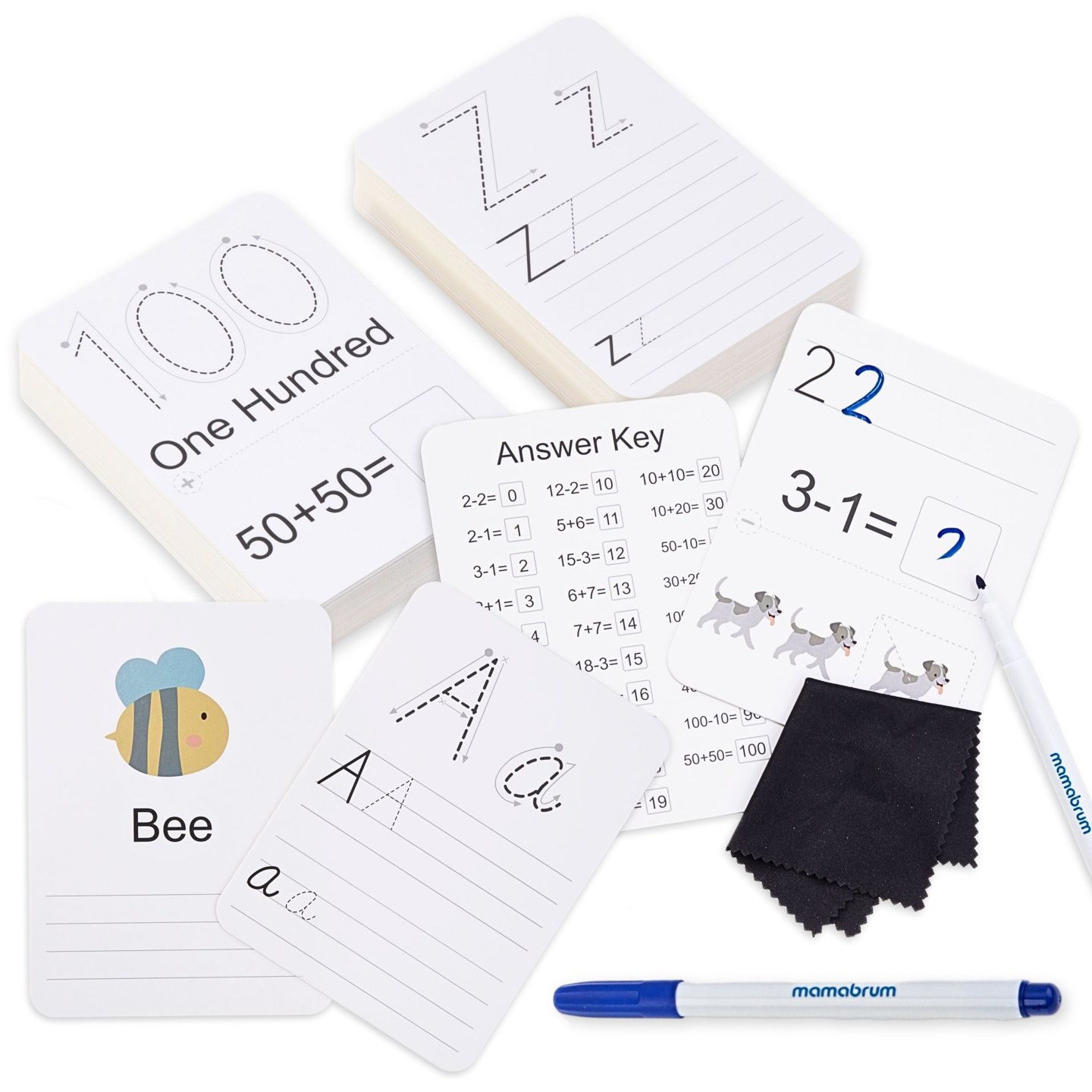 Educational cards for learning to write - numbers and alphabet