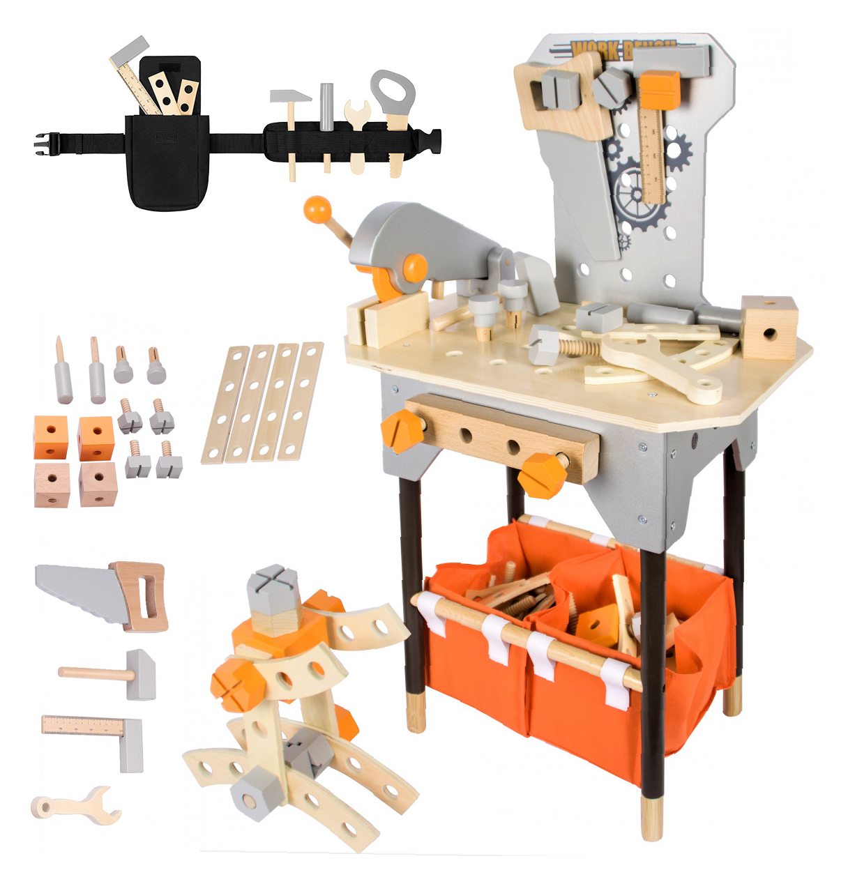 Large wooden workshop - more than 100 items! Movable saw!