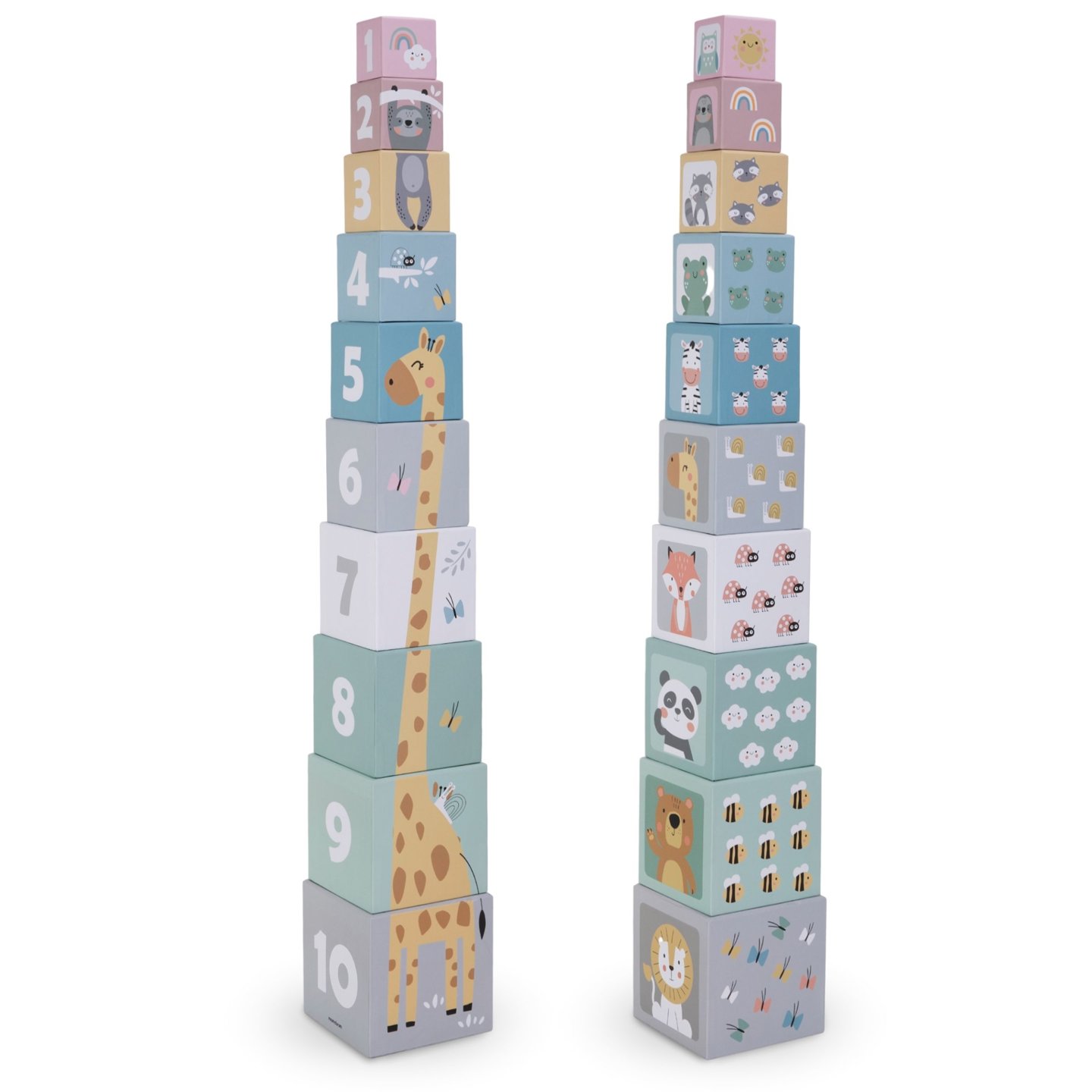 Stacking tower for children 10 pieces - numbers and animals