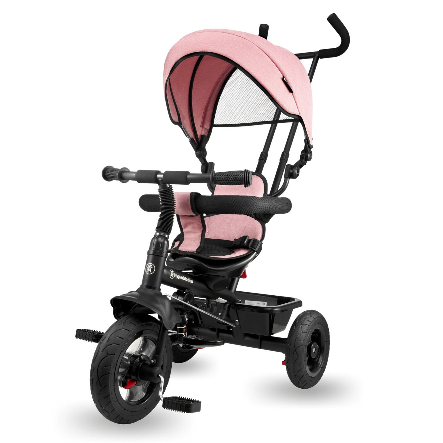 Tricycle for children 1-4 years - TOBI FREY - pink color - swivel - pumped wheels + pusher