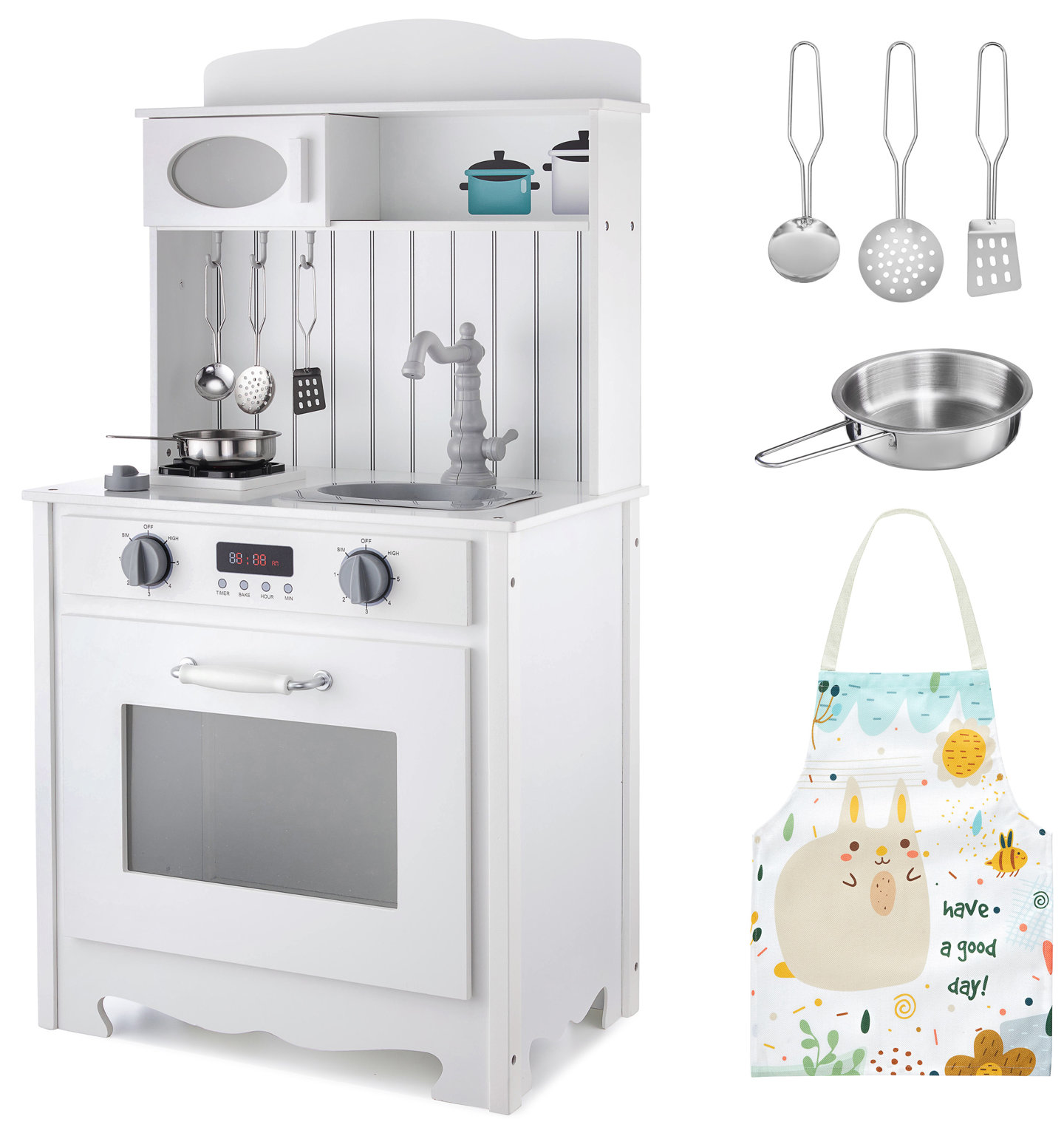 White Wooden Kitchen with apron and accessories
